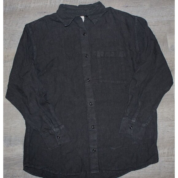 Mate The Label 100% Organic Linen Oversized Button Up Long Sleeve Black NEW SZ S - Picture 5 of 7